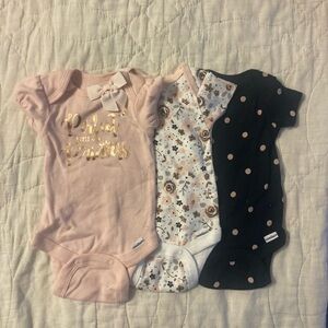 Christmas sale! Gerber Pink, White, and Black Bodysuits Set